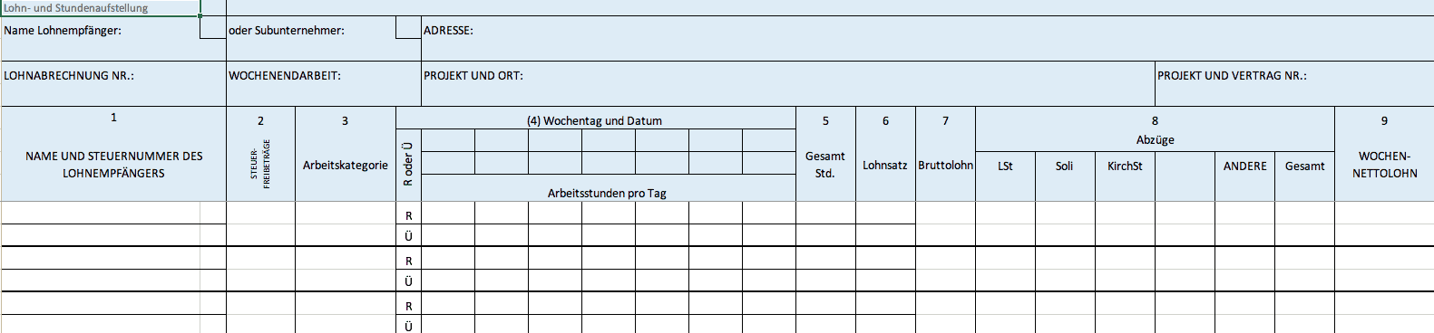 Kostenlose Excel Vorlagen Fur Bauprojektmanagement