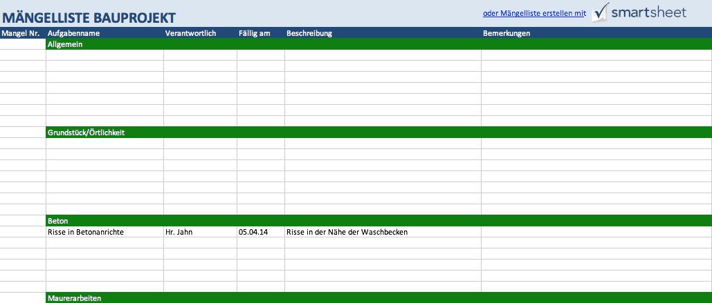 Kostenlose Excel Vorlagen Fur Bauprojektmanagement