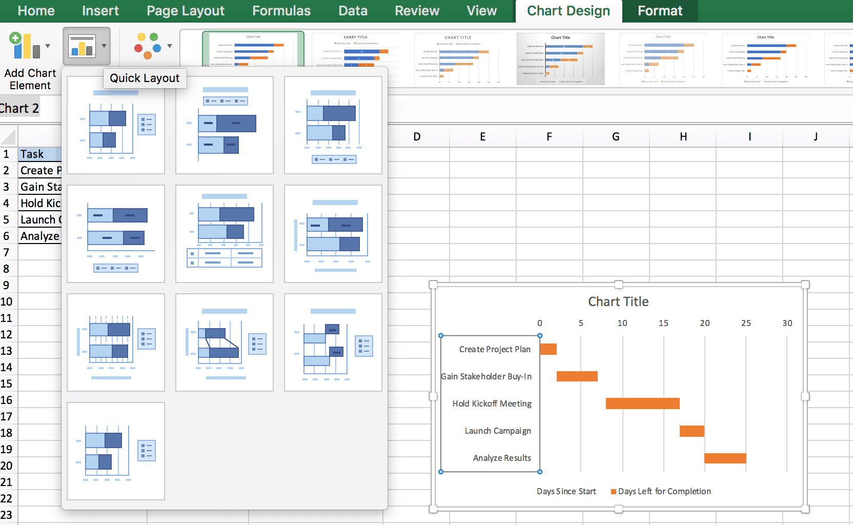 Layout-Anpassungen des Balkendiagramms in Excel