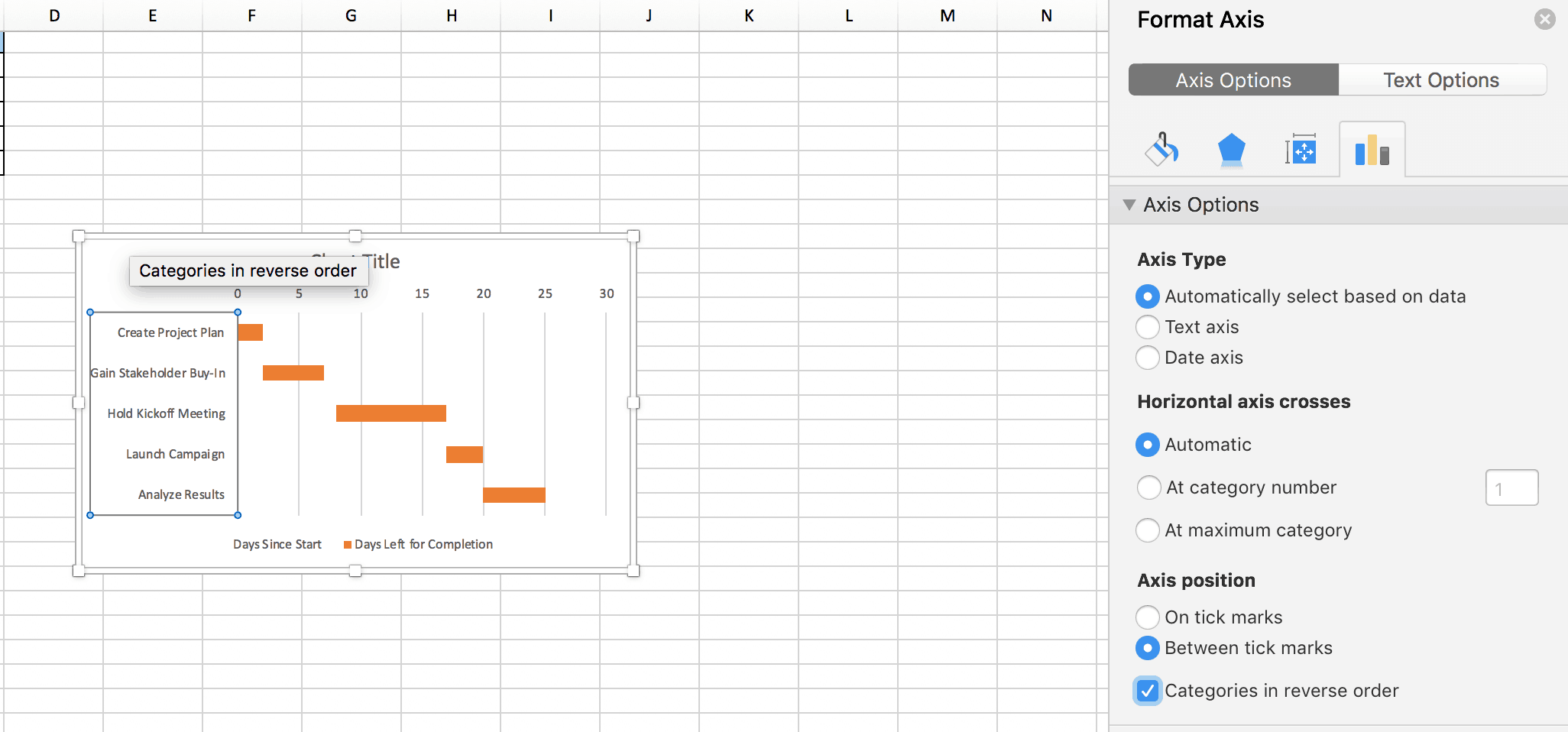 Balkendiagramm-Achsenformatierung in Excel