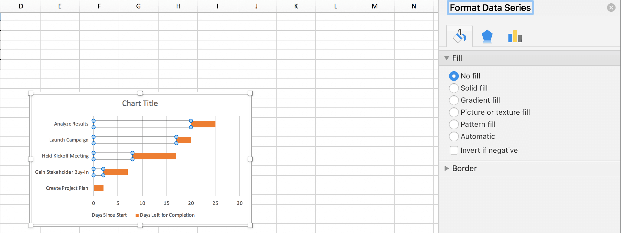 Balkendiagramm-Einstellungen in Excel