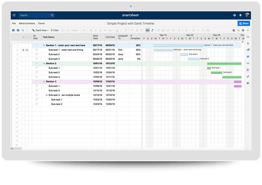 Erstellen Sie Ein Gantt Diagramm In Excel Anleitungen Und Tutorial Smartsheet