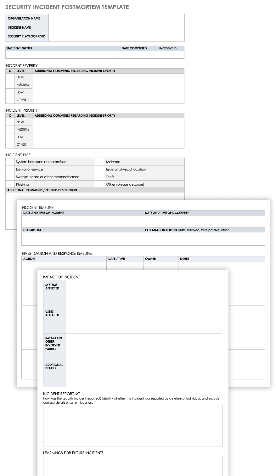 Free IT Incident Postmortem Templates  Smartshee With Itil Incident Report Form Template