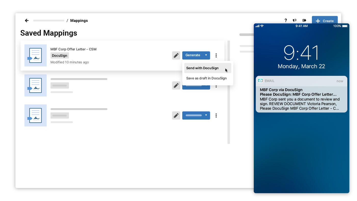 Generate documents to sign from Smartsheet, desktop and mobile view