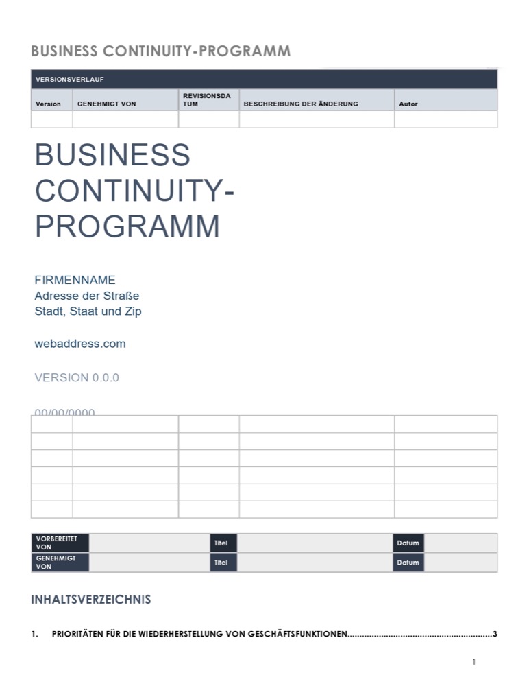 Business Continuity Program German