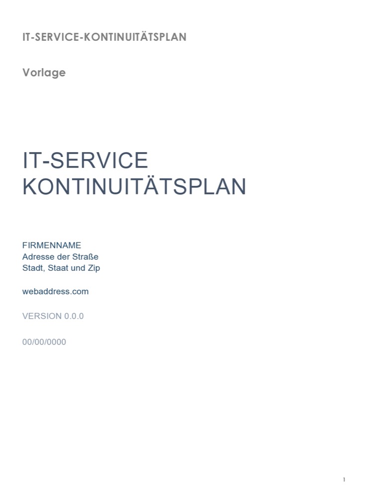 IT Service Continuity Plan Template German