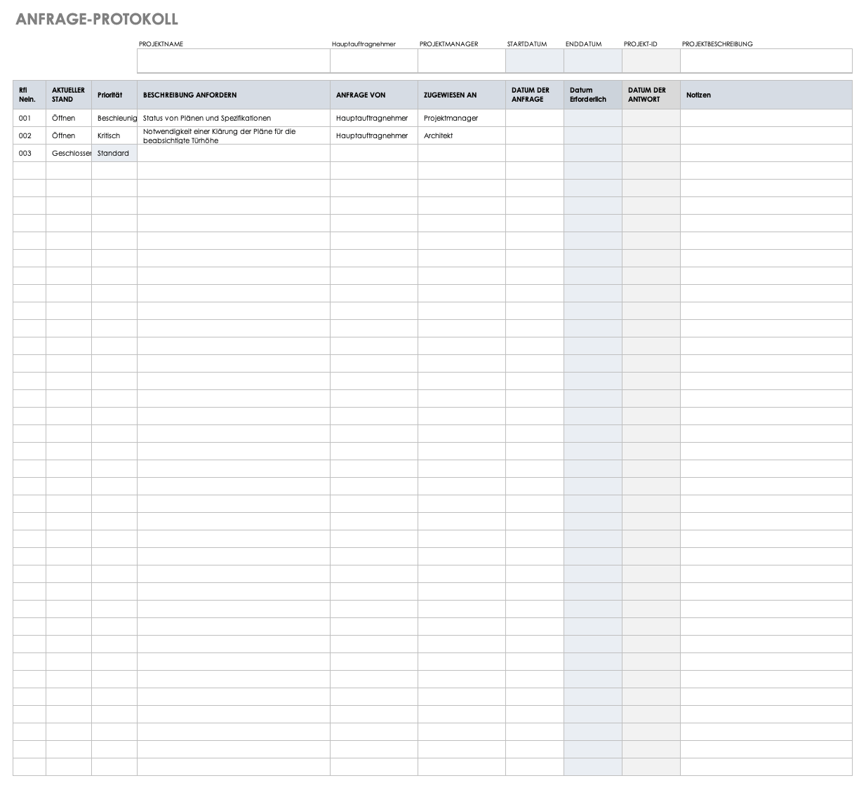 Kostenlose Excel Vorlagen Fur Das Projektmanagement Im Bauwesen