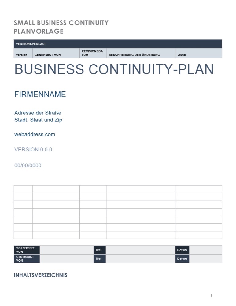 Small Business Continuity Plan German