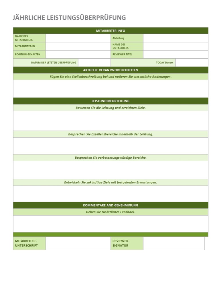 Annual Performance Review Template German