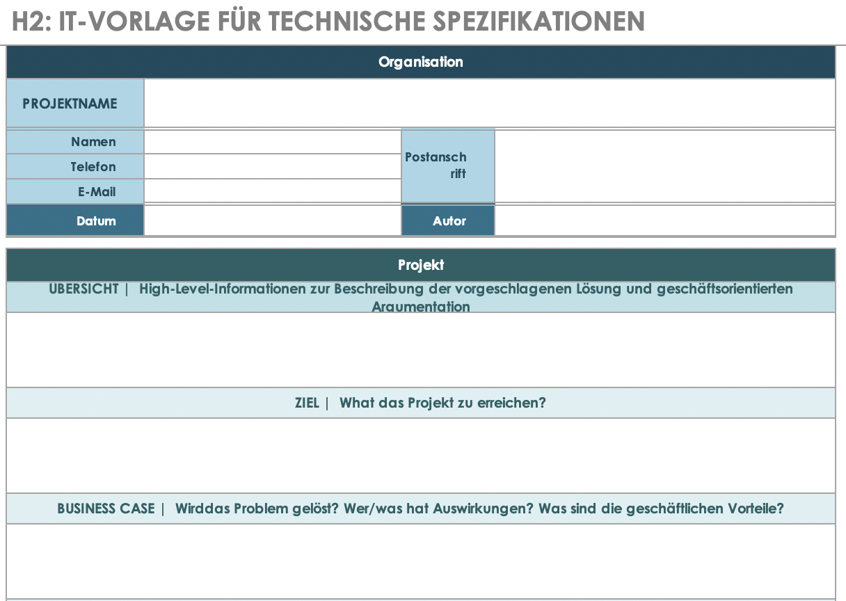 IT Technical Specification Template German