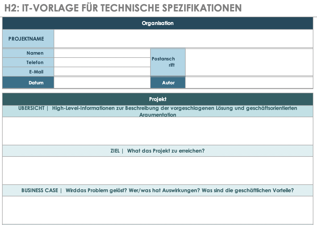 Kostenlose Vorlagen Fur Technische Spezifikationen Smartsheet