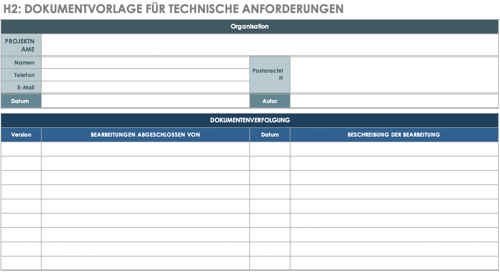 Technical Requirements Document Template German