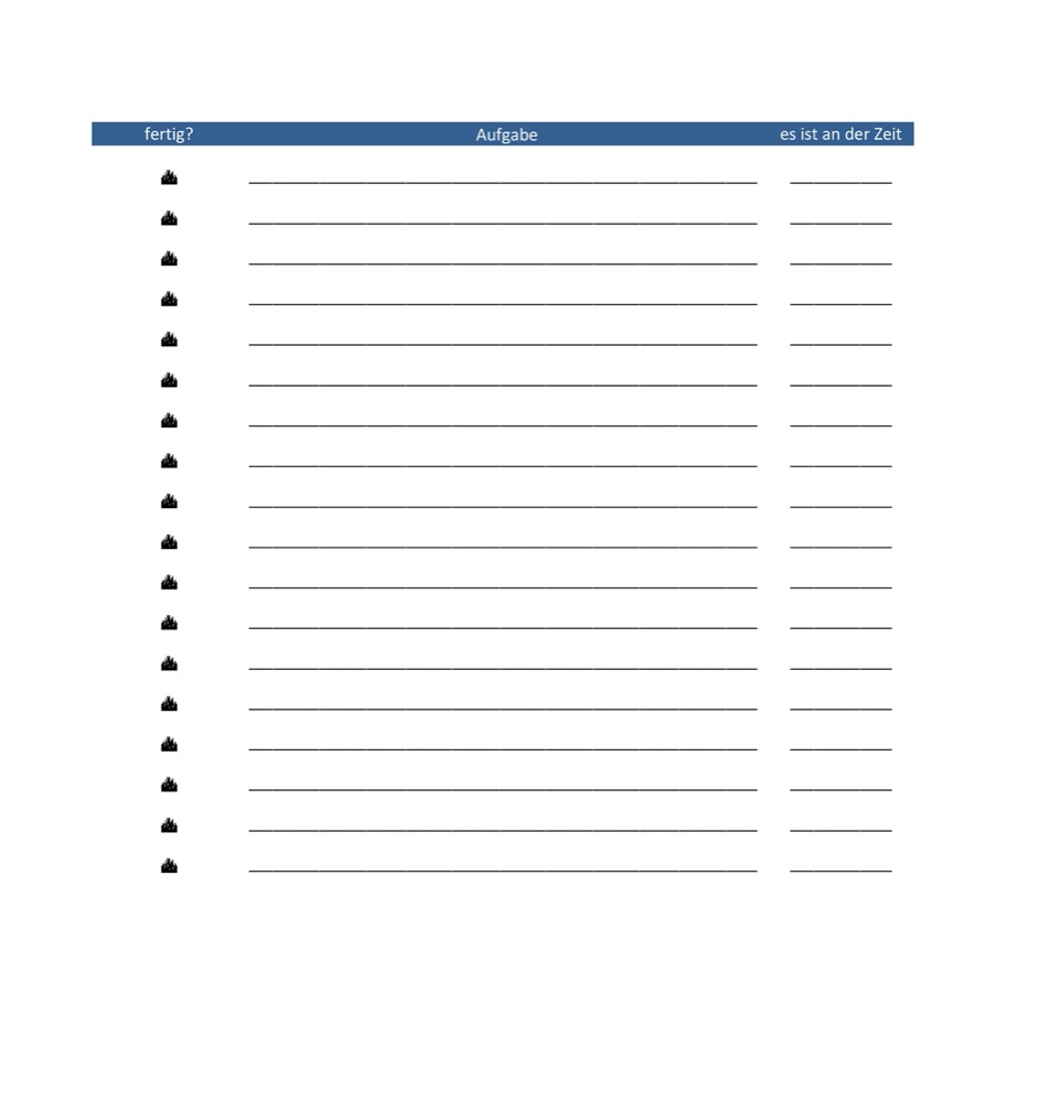 Kostenlose Vorlagen für To-do-Listen in Excel Pertaining To Blank To Do List Template