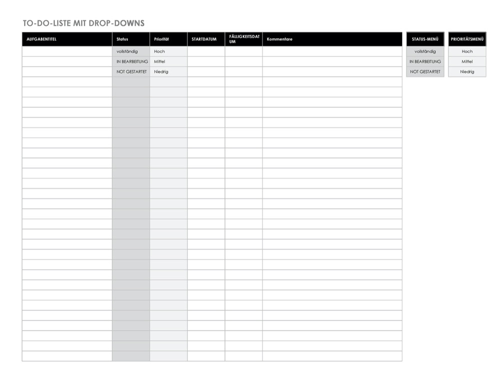 Vorlage für eine To-do-Liste mit Kontrollkästchen 