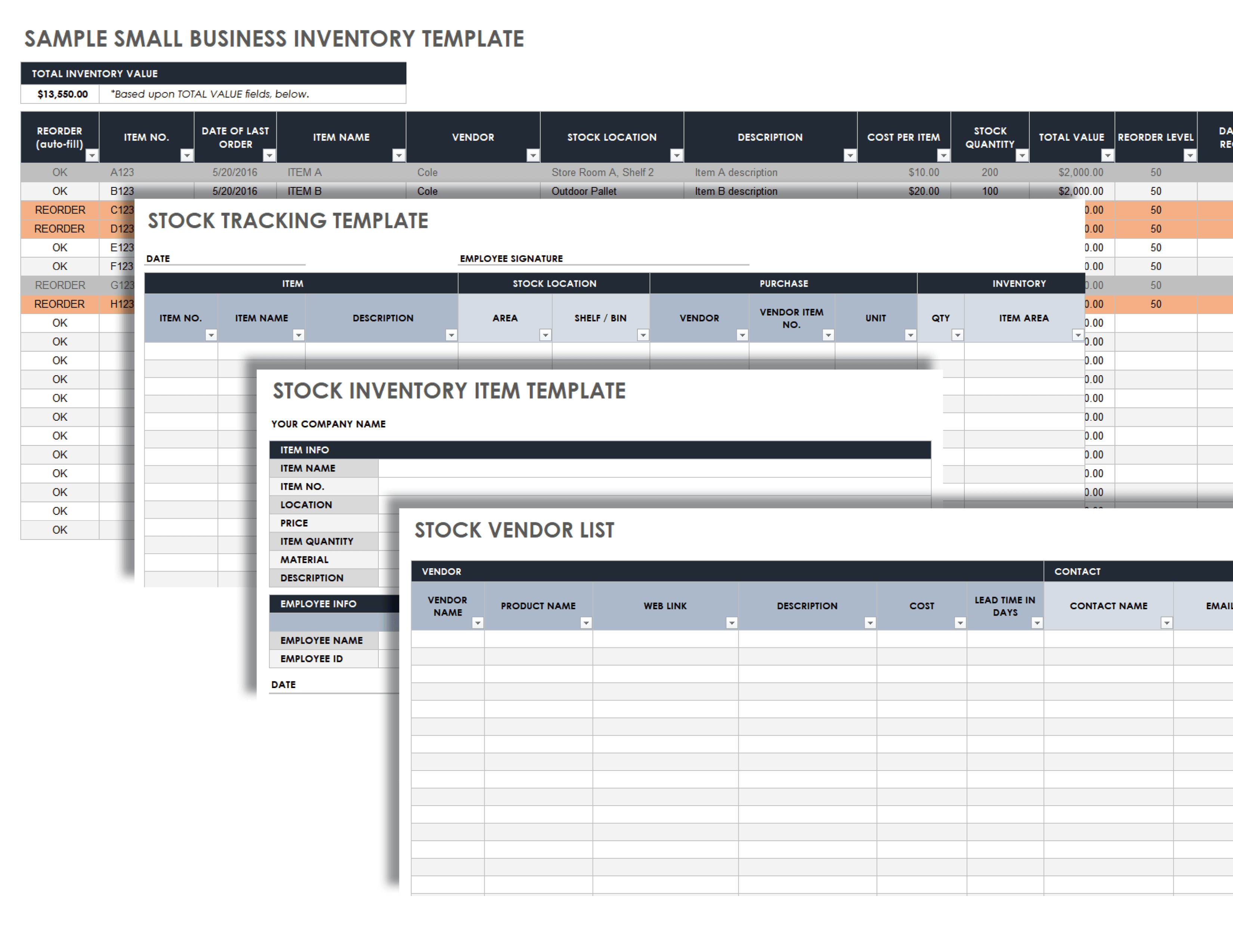 Sample Small Business Inventory Template
