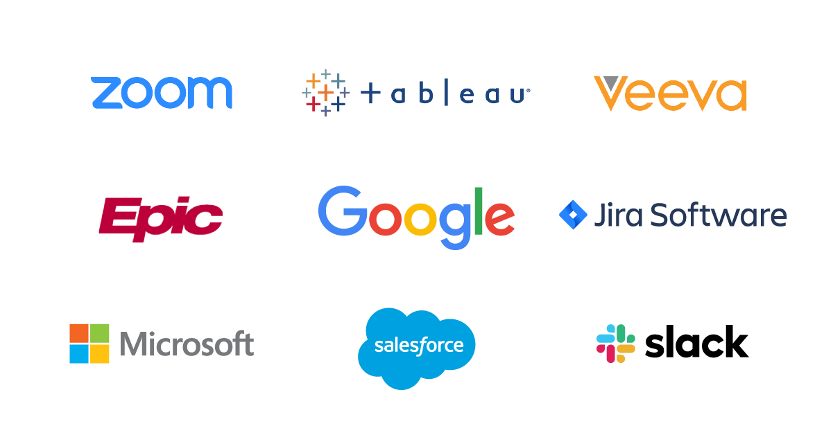 Smartsheet Integrations - Zoom, Tableau, Veeva, Epic, Google, Jira Software, Microsoft, Salesforce, Slack
