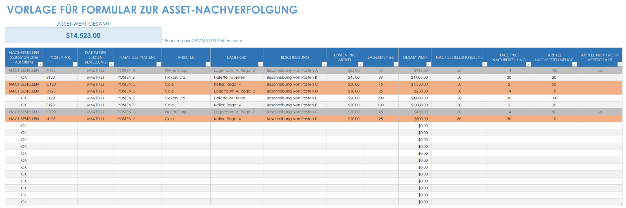  Vorlage für ein Asset-Tracking-Formular