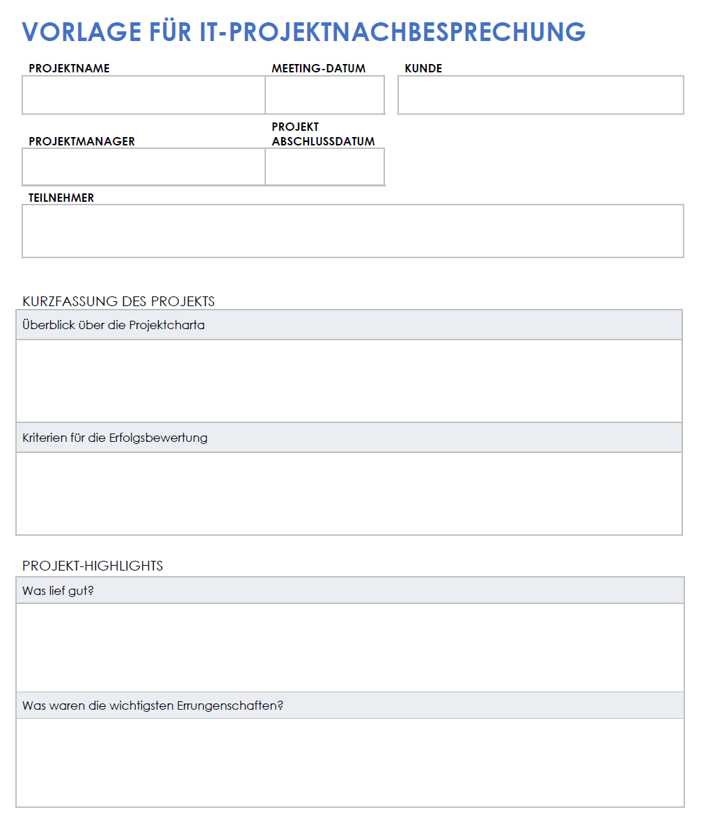 Nachbesprechung des IT-Projekts