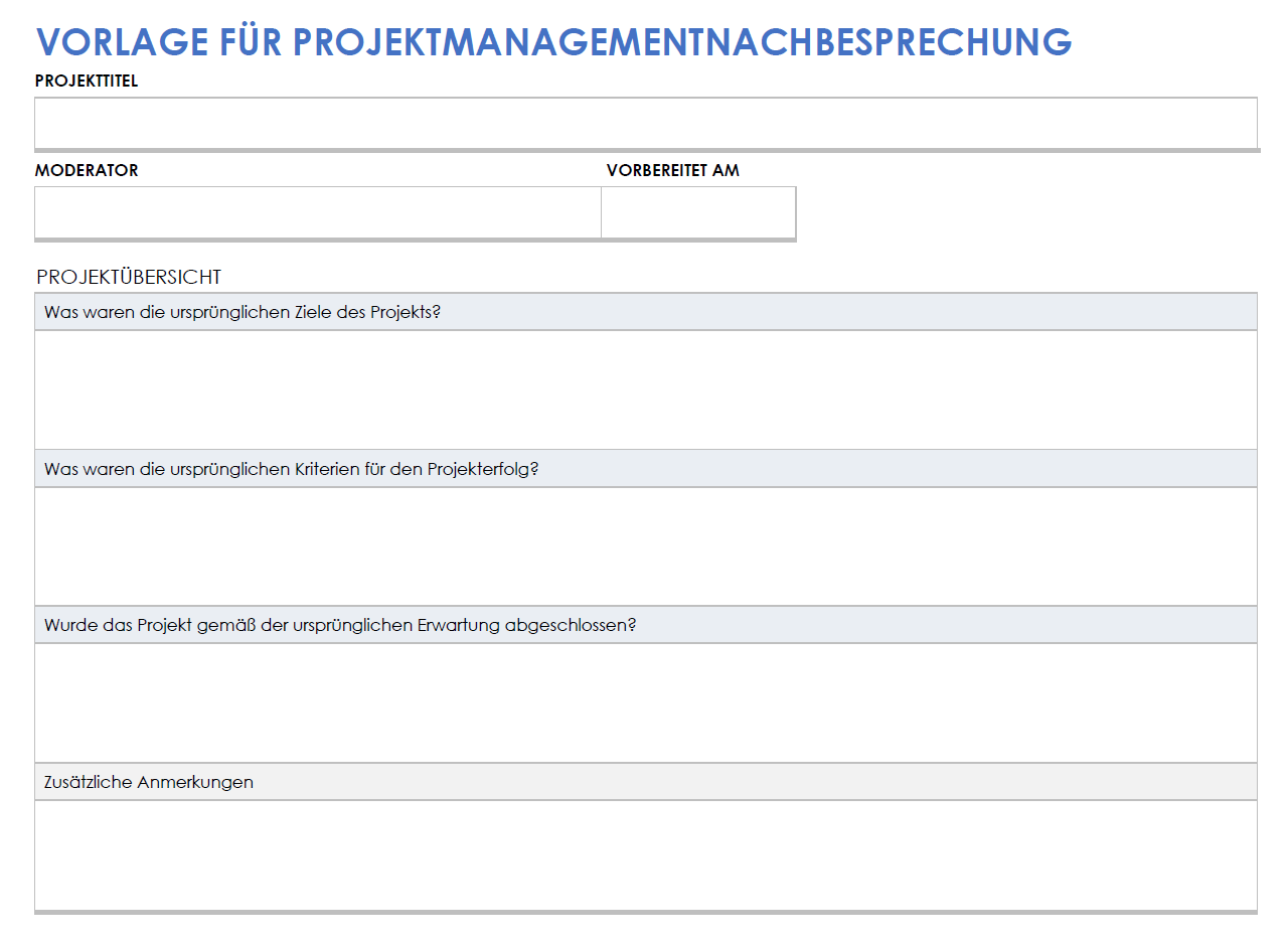 Nachbesprechung des Projektmanagements