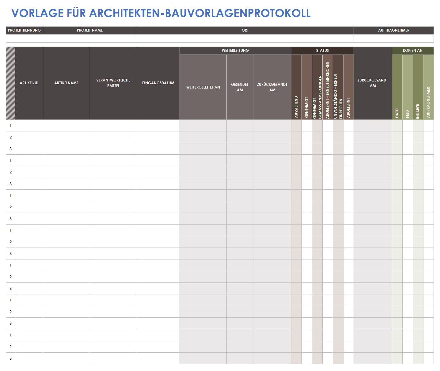  Vorlage für ein Architekten-Einreichungsprotokoll