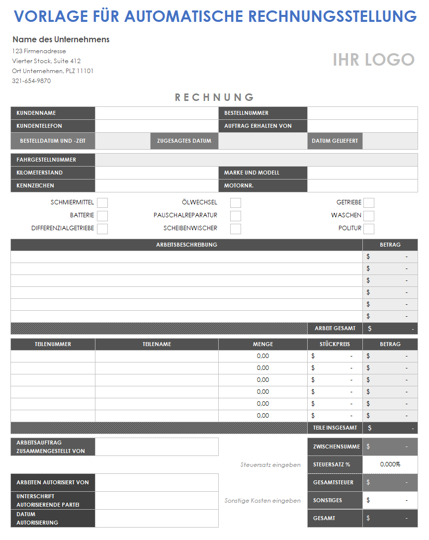  Vorlage für automatische Rechnungen