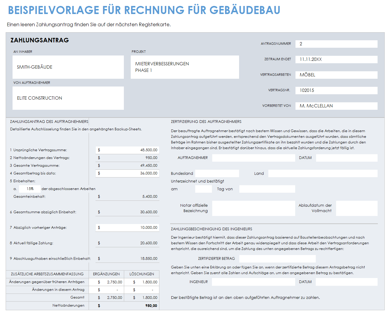  Beispielvorlage für eine Baurechnung