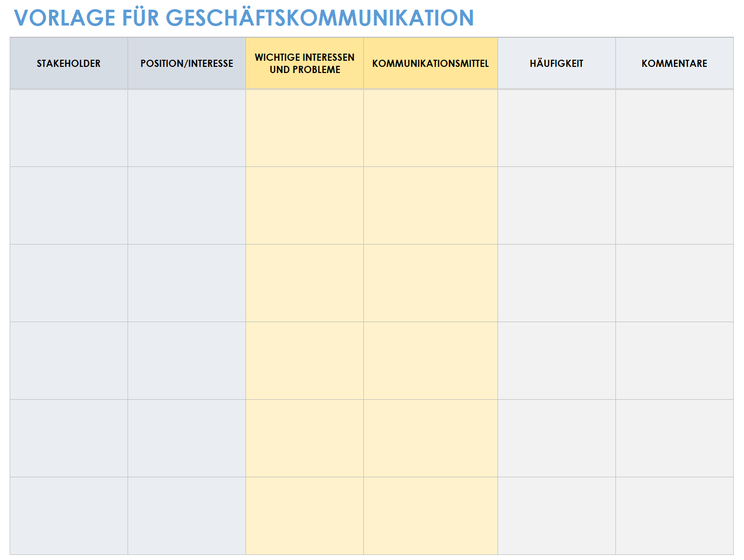 Vorlage für einen Geschäftskommunikationsplan