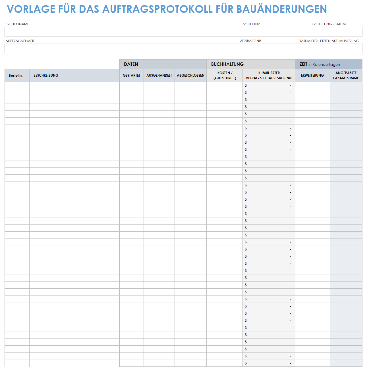  Vorlage für Bauänderungsauftragsprotokoll