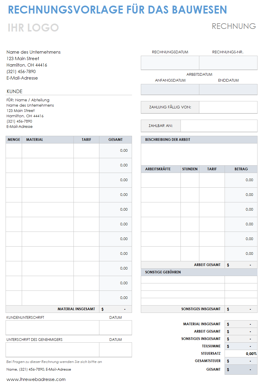  Bau-Rechnung-Vorlage