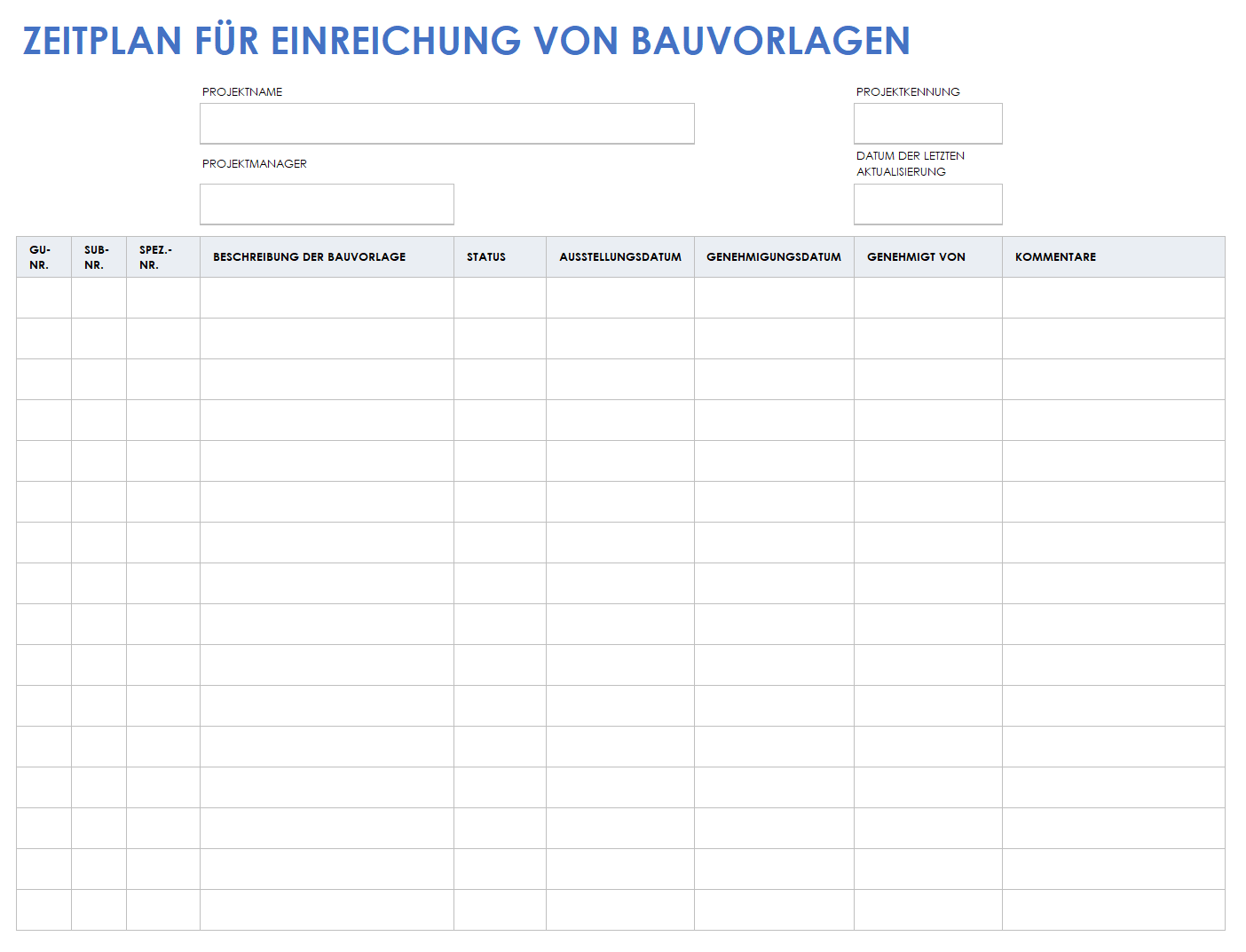  Vorlage für einen Bau-Einreichungsplan