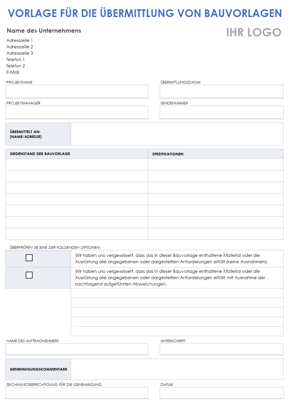  Vorlage für Bauvorlage-Übermittlungsformular