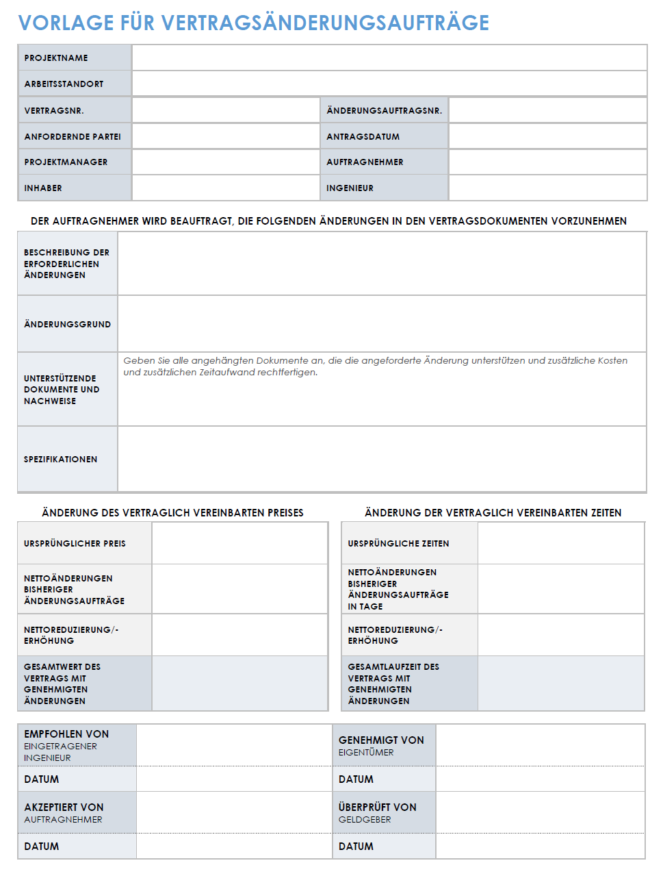  Vorlage für Vertragsänderungsaufträge