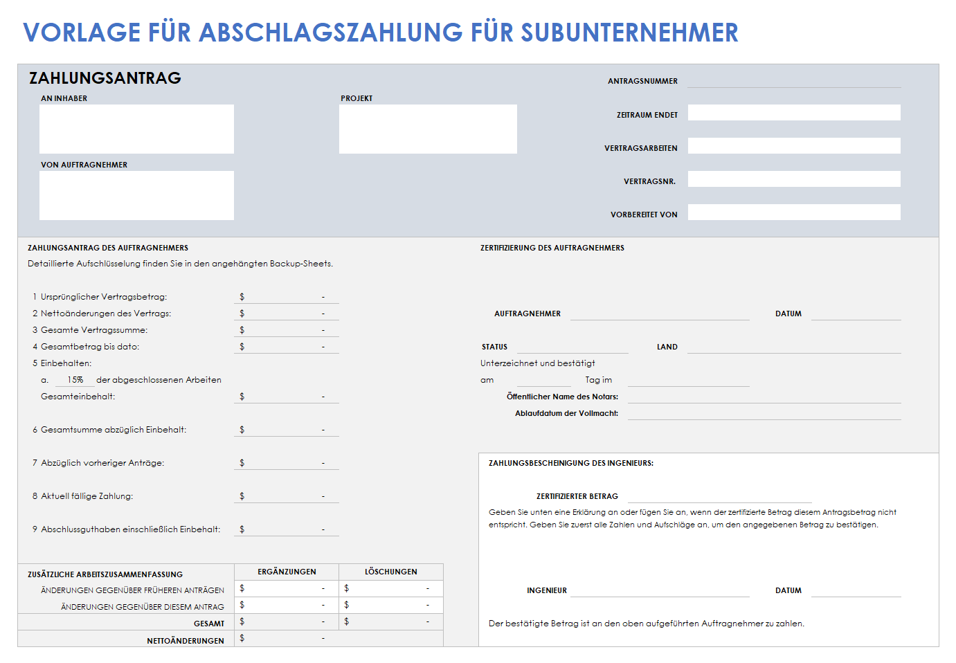  Vorlage für Auftragnehmer-Abstandszahlung