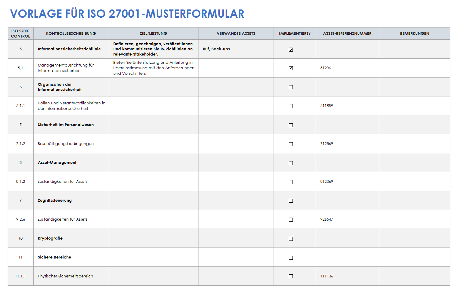 ISO-27001-Beispielformularvorlage