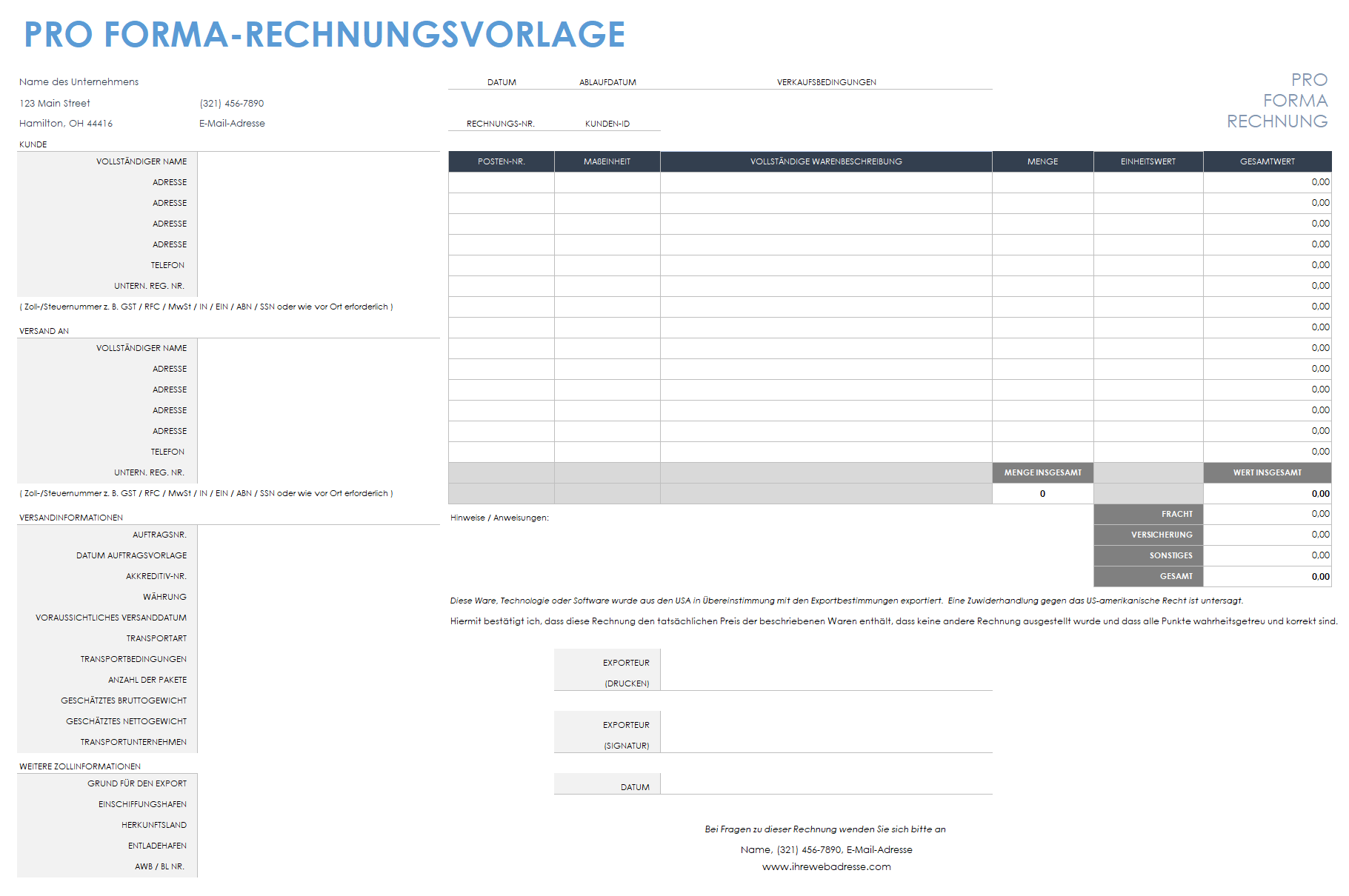  Proforma-Rechnungsvorlage