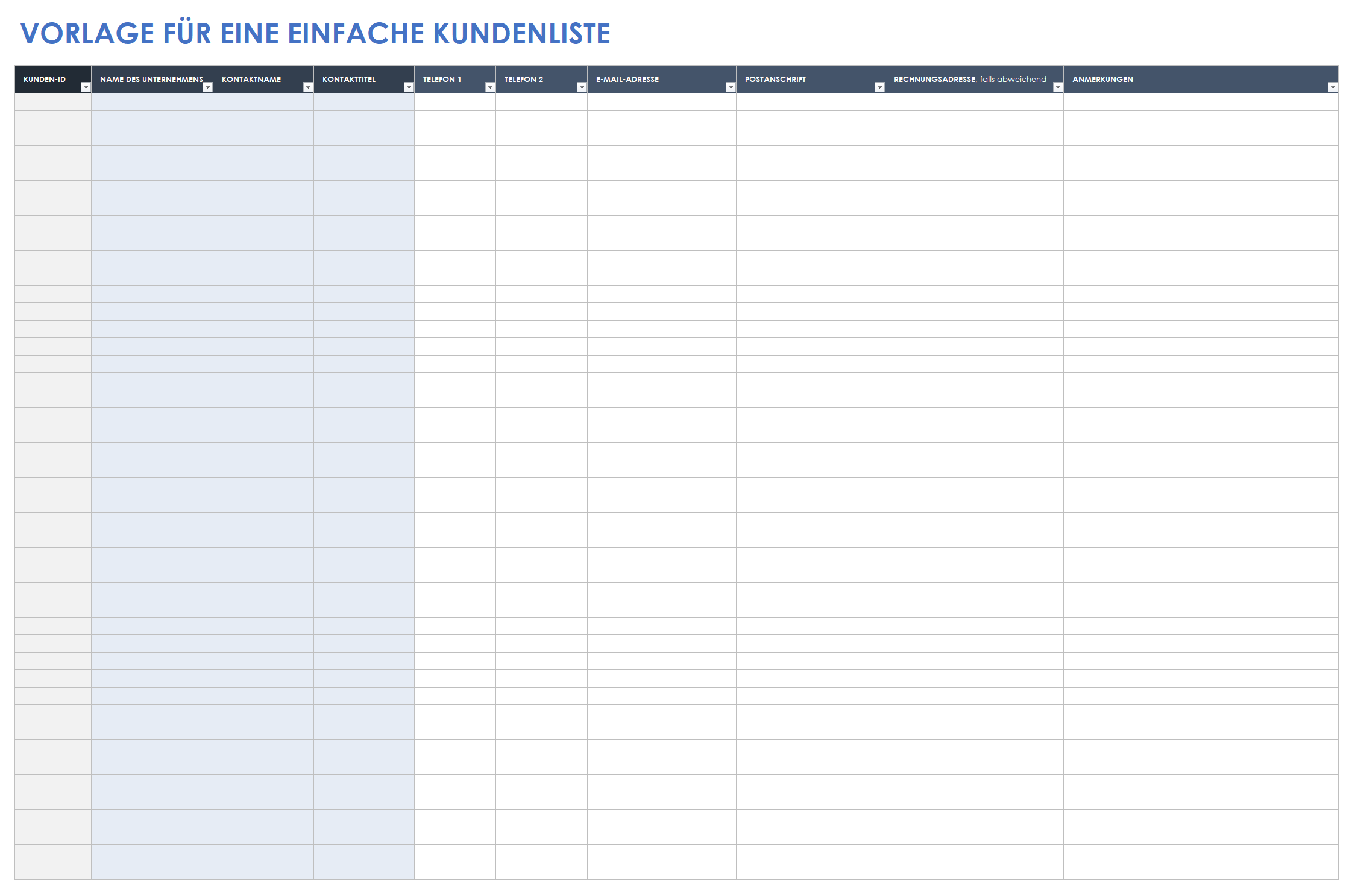  Simple-Customer-List-Vorlage