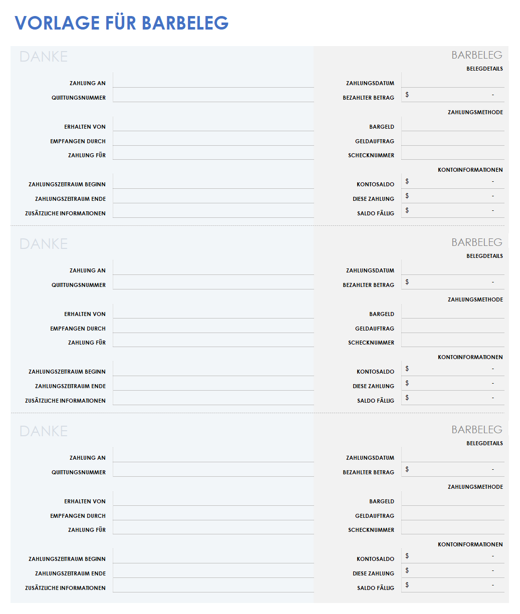  Vorlage für einen Kassenbeleg