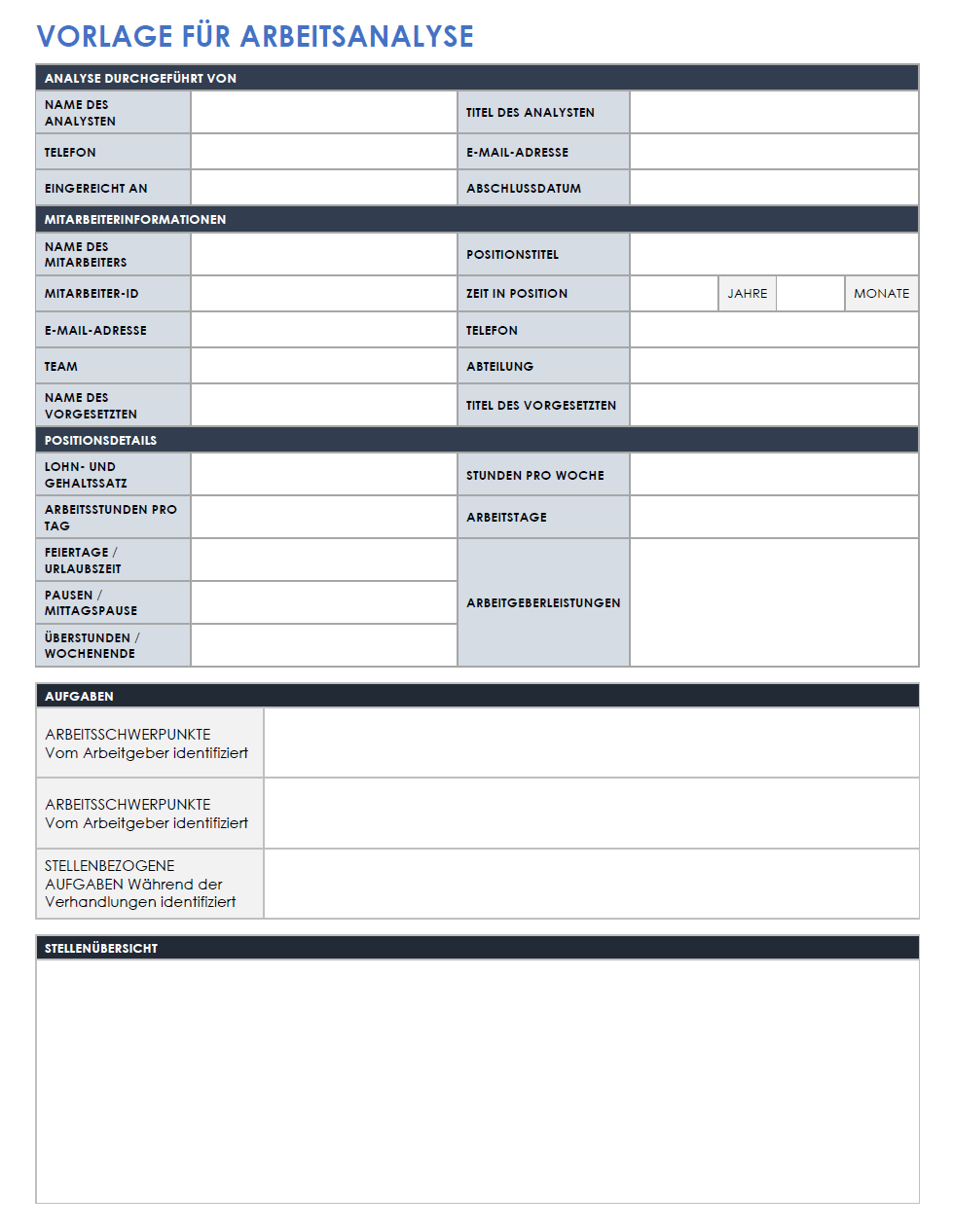  Job-Analyse-Vorlage