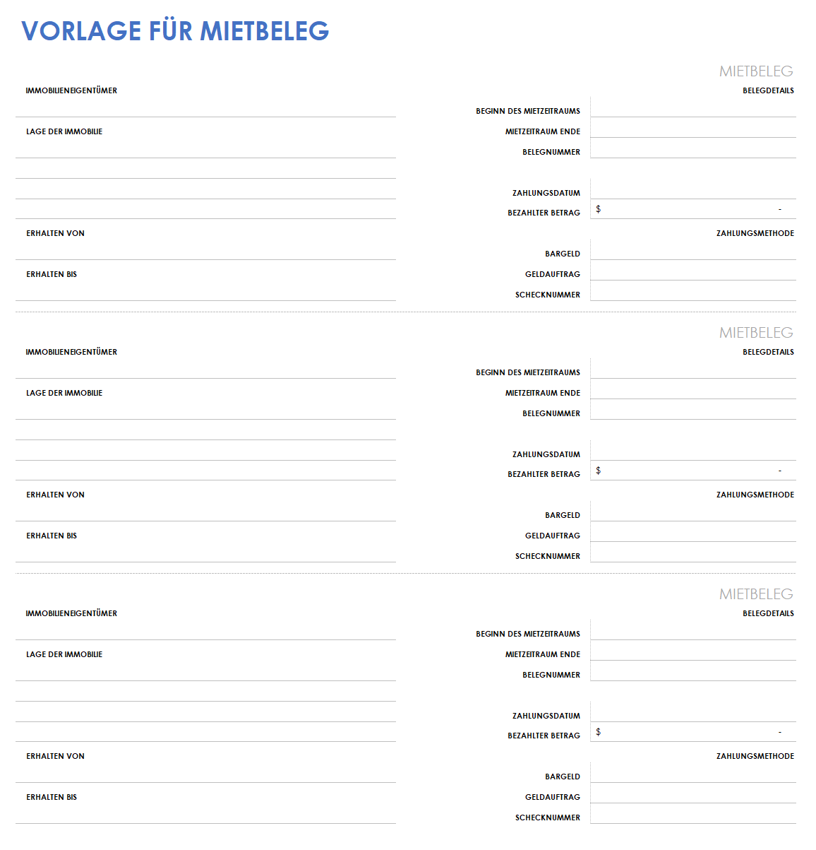  Mietquittungsvorlage