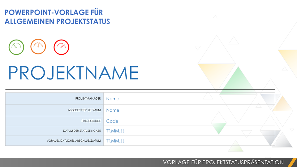  Powerpoint-Vorlage für den Basisprojektstatusbericht