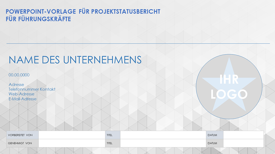  Powerpoint-Vorlage für den Statusbericht des Executive-Projekts