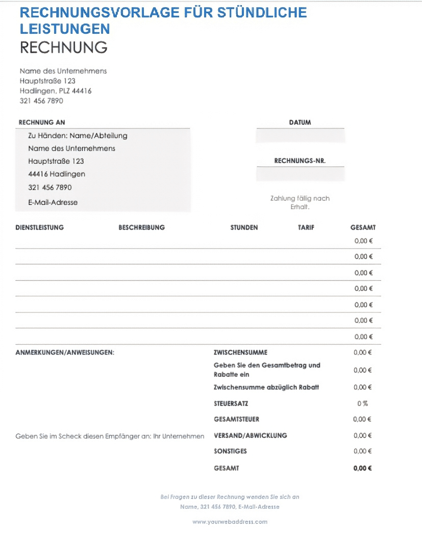  Stundenrechnungsvorlage