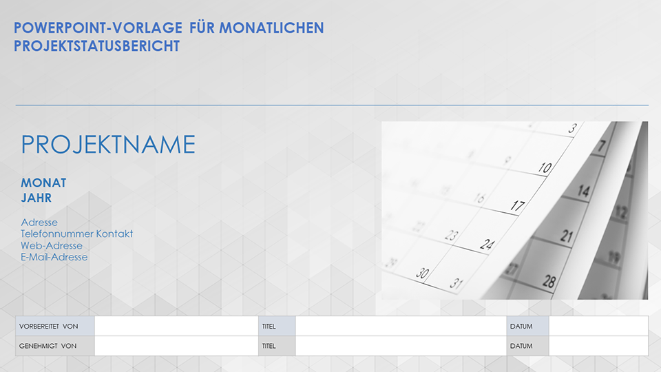  Powerpoint-Vorlage für den monatlichen Projektstatusbericht