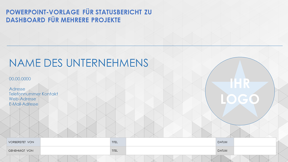  Powerpoint-Vorlage für den Dashboard-Statusbericht mehrerer Projekte