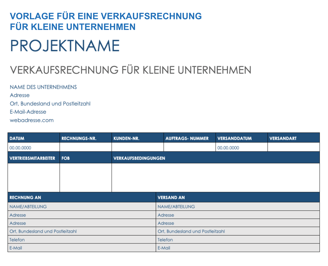  Rechnungsvorlage für Kleinunternehmen