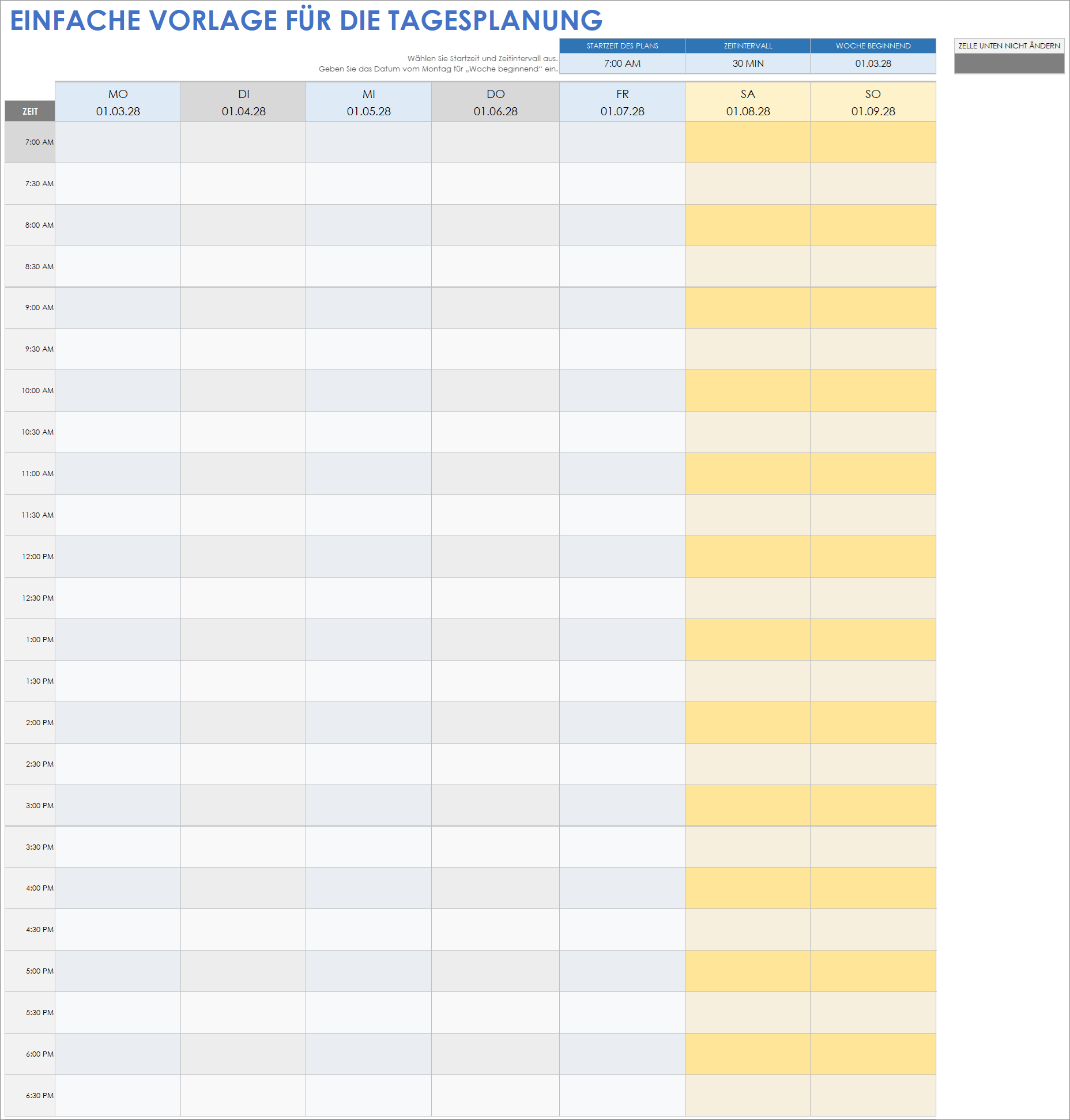  Einfache Vorlage für den Tagesplan von Google Sheets