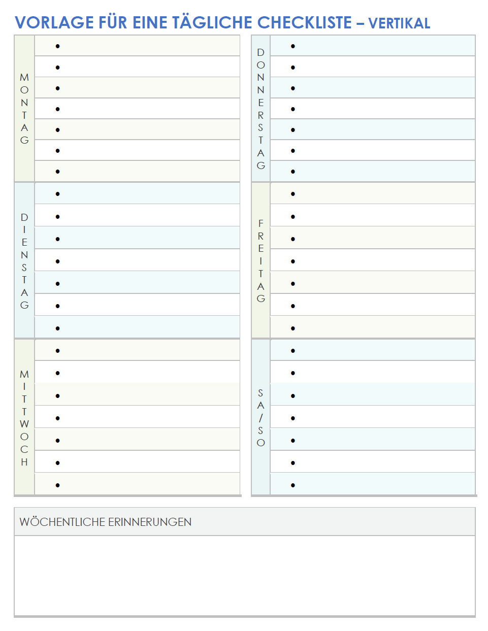  Vorlage für die tägliche Checkliste für Google Docs