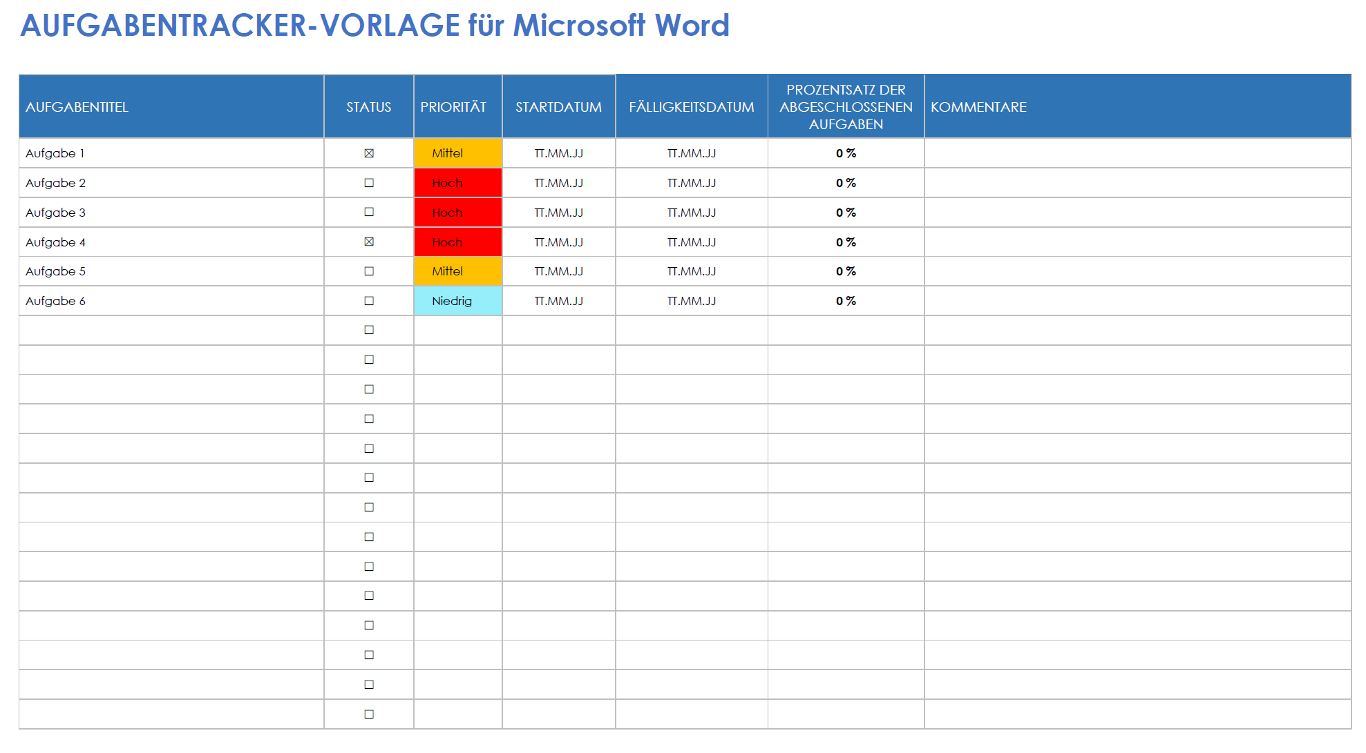  Task-Tracker-Vorlage