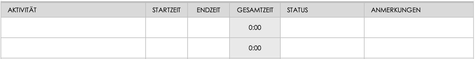 Füllen Sie jede Aktivität in der Aktivitätsspalte aus