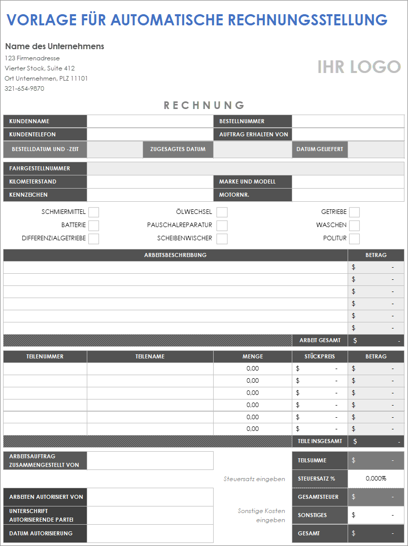  Vorlage für automatische Rechnungen
